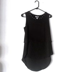 BAR III Silver Beaded Neckline Layered Blouse